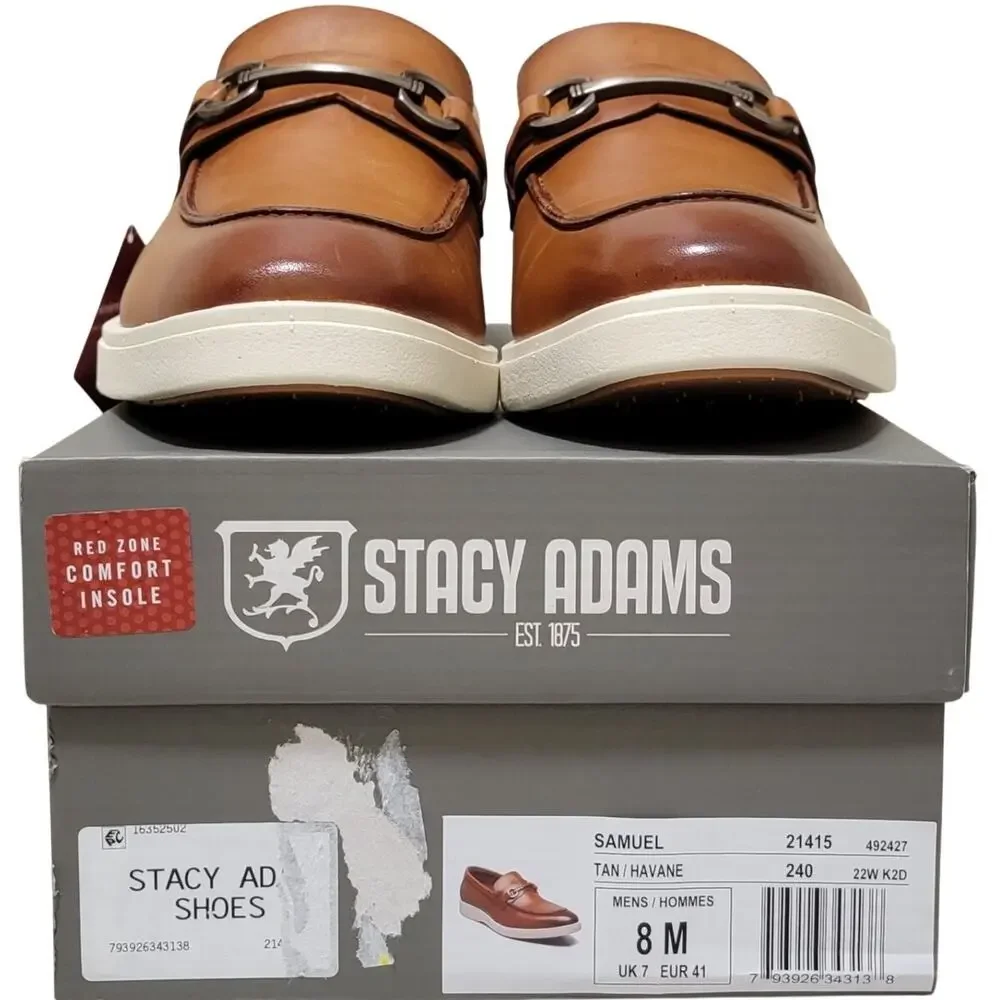 Stacy Adams Samuel Horsebit Slip On Loafers Men Size US 8M Tan Brown Leather